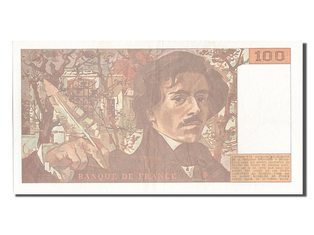 France, 100 Francs, 100 F 1978-1995 ''Delacroix'', 1993, KM #154g, AU(55-58),...