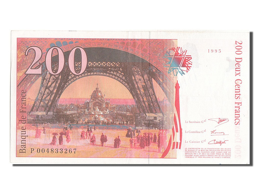 France, 200 Francs, 200 F 1995-1999 ''Eiffel'', 1995, KM #159a, AU(50-53),...