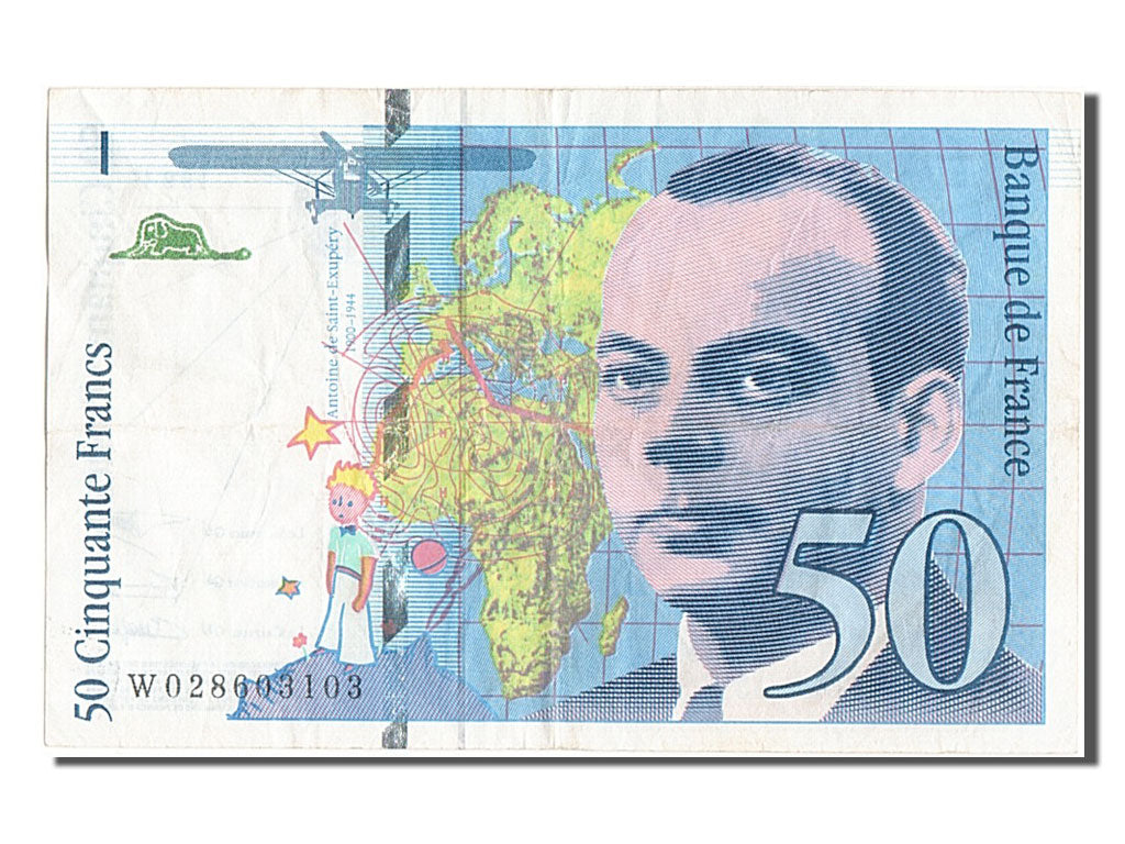 France, 50 Francs, 50 F 1992-1999 ''St Exupéry'', 1994, KM #157Aa, AU(50-53), W.