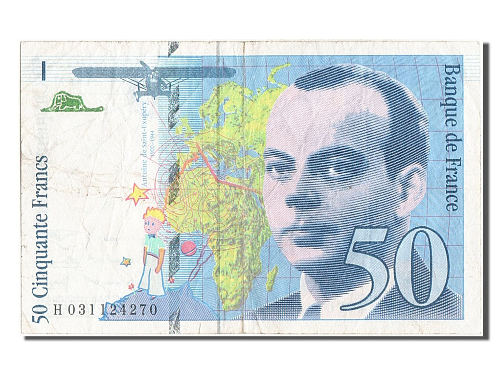 France, 50 Francs, 50 F 1992-1999 ''St Exupéry'', 1997, KM #157Ad, VF(20-25), H.