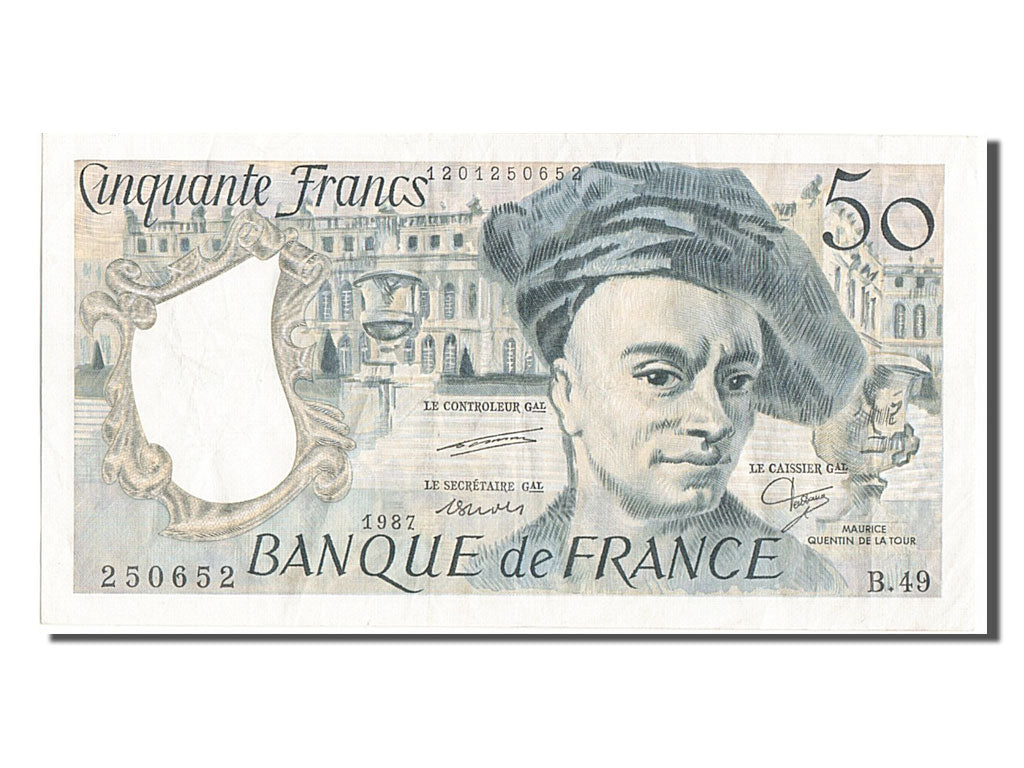 France, 50 Francs, 50 F 1976-1992 ''Quentin de La Tour'', 1987, KM #152c,...