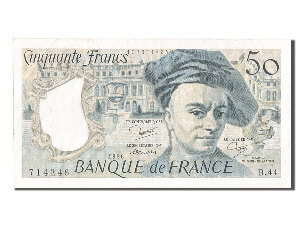 France, 50 Francs, 50 F 1976-1992 ''Quentin de La Tour'', 1986, KM #152b,...