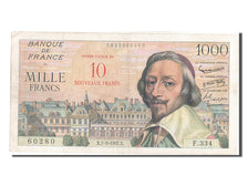 Billete, Francia, 10 Nouveaux Francs on 1000 Francs, 1955-1959 Overprinted with