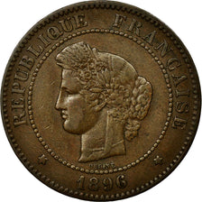 Moneta, Francia, Cérès, 5 Centimes, 1896, Paris, BB, Bronzo, Gadoury:157a