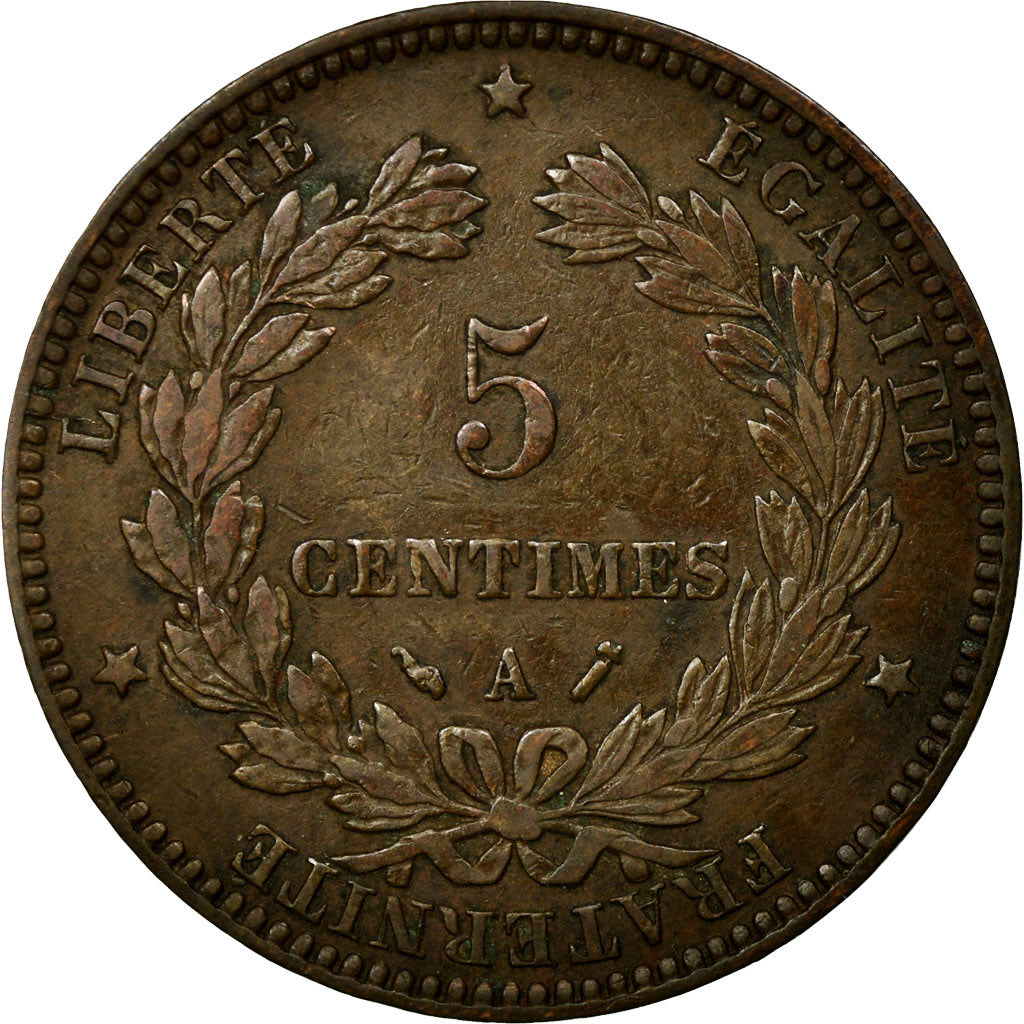 Moneta, Francia, Cérès, 5 Centimes, 1896, Paris, BB, Bronzo, Gadoury:157a