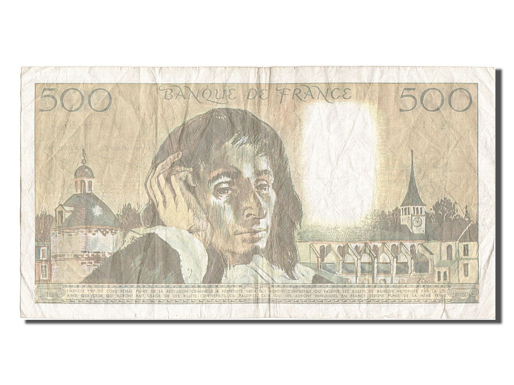 France, 500 Francs, 500 F 1968-1993 ''Pascal'', 1987, KM #156f, 1987-11-05,...
