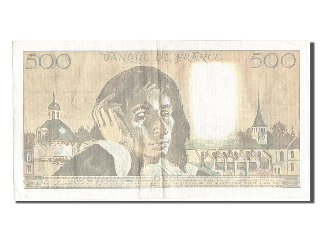 France, 500 Francs, 500 F 1968-1993 ''Pascal'', 1990, KM #156g, 1990-02-01,...