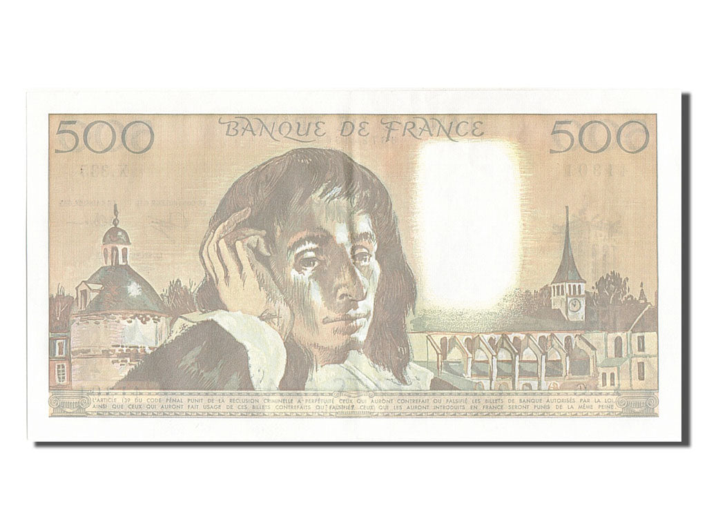 France, 500 Francs, 500 F 1968-1993 ''Pascal'', 1991, KM #156h, 1991-01-03,...