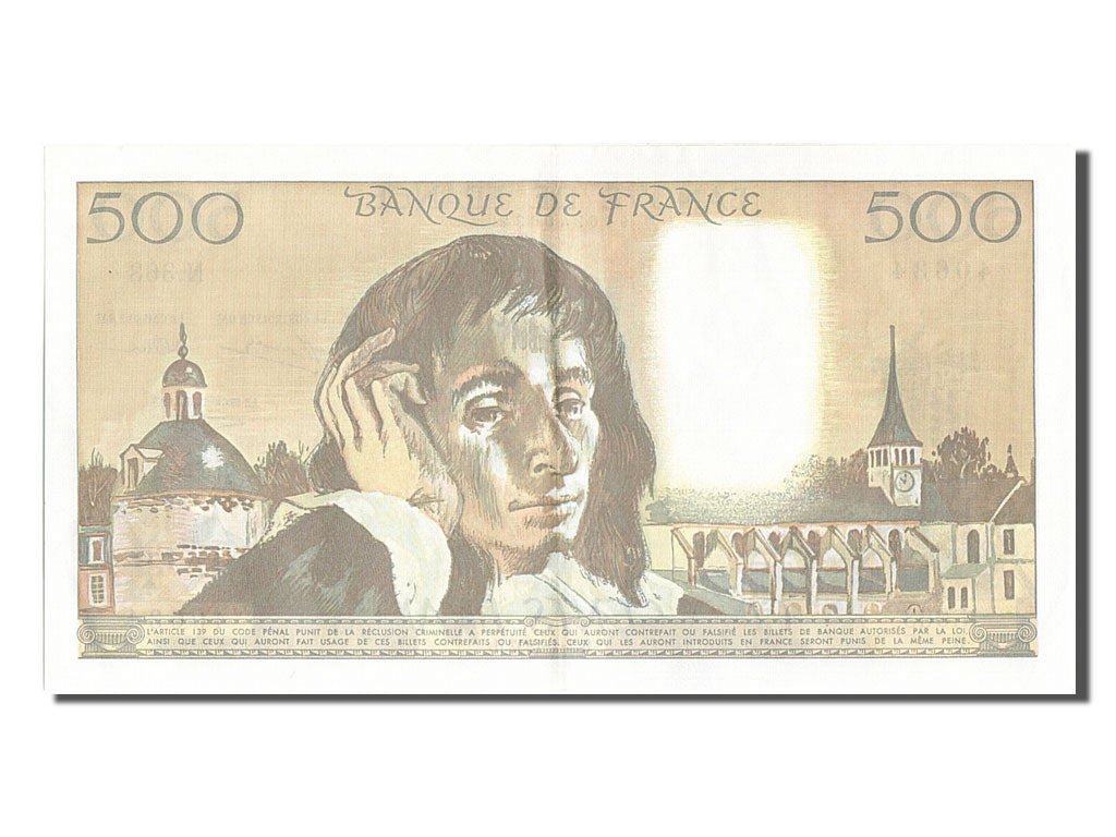 France, 500 Francs, 500 F 1968-1993 ''Pascal'', 1992, KM #156i, 1992-01-02,...