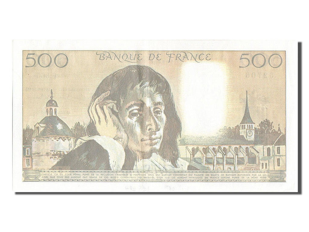 France, 500 Francs, 500 F 1968-1993 ''Pascal'', 1992, KM #156i, 1992-01-02,...