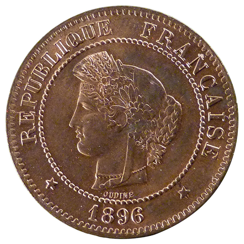 FRANCE, 5 Centimes, 1896, Paris, MS(60-62), Bronze, Gadoury #157a, 4.90