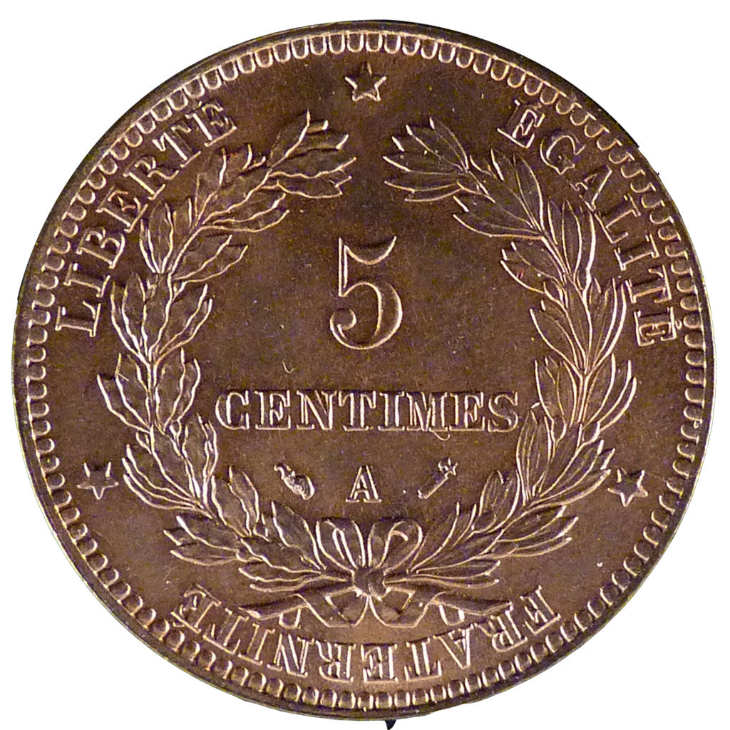 FRANCE, 5 Centimes, 1896, Paris, MS(60-62), Bronze, Gadoury #157a, 4.90