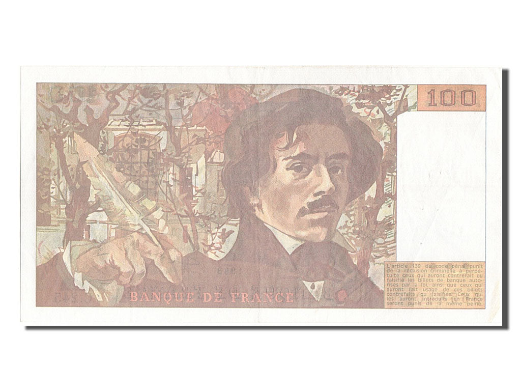 France, 100 Francs, 100 F 1978-1995 ''Delacroix'', 1993, KM #154g, VF(20-25),...