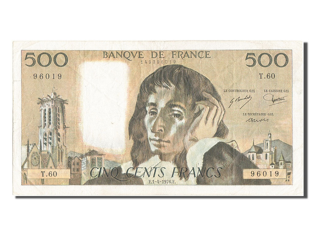 Banknote, France, 500 Francs, 500 F 1968-1993 ''Pascal'', 1976, 1976-04-01