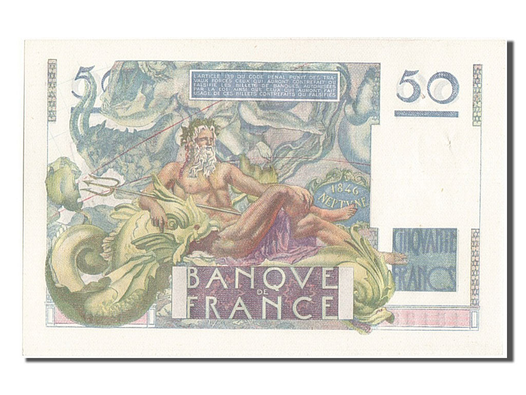 Banknote, France, 50 Francs, 50 F 1946-1951 ''Le Verrier'', 1947, 1947-10-02