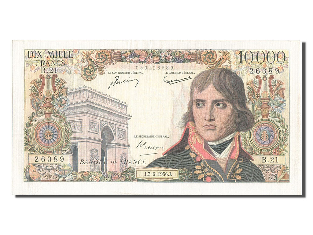 Francia, 10,000 Francs, 10 000 F 1955-1958 ''Bonaparte'', 1956, KM:136a, 1956...