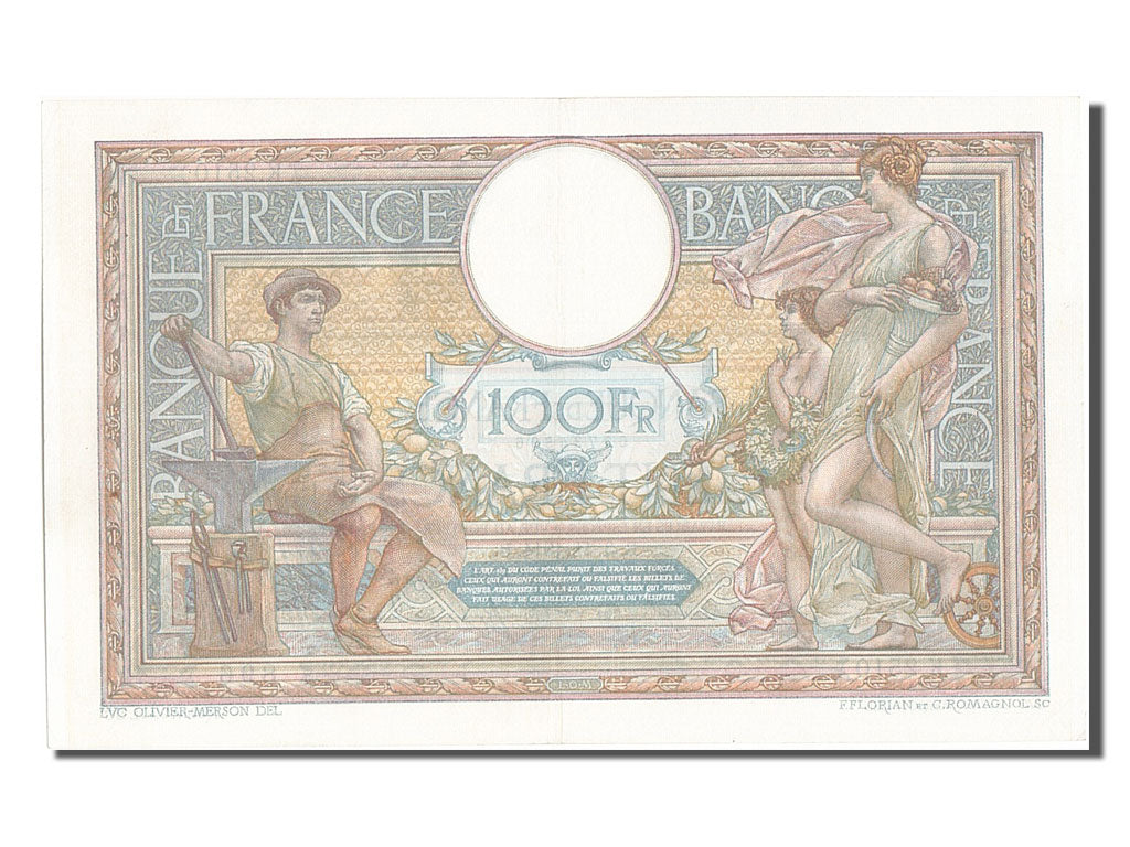 Banknote, France, 100 Francs, 100 F 1908-1939 ''Luc Olivier Merson'', 1914