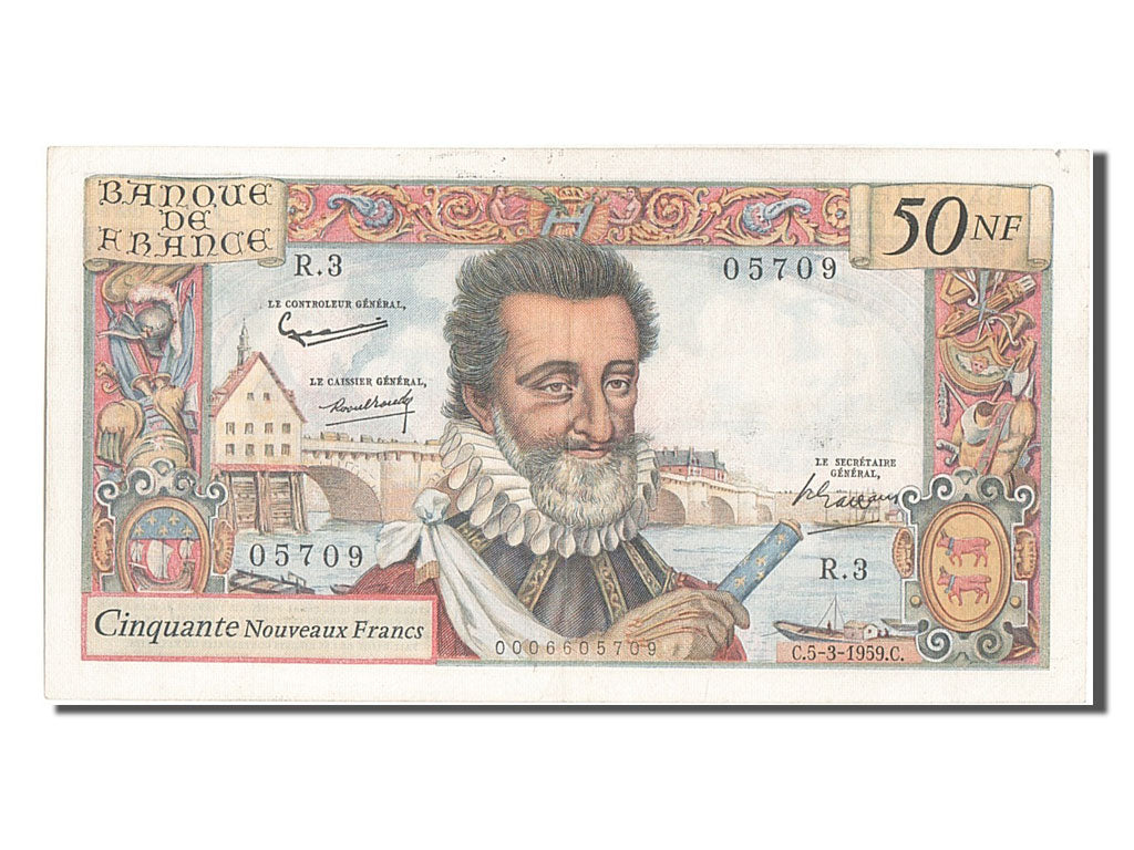 Biljet, Frankrijk, 50 Nouveaux Francs, 50 NF 1959-1961 ''Henri IV'', 1959