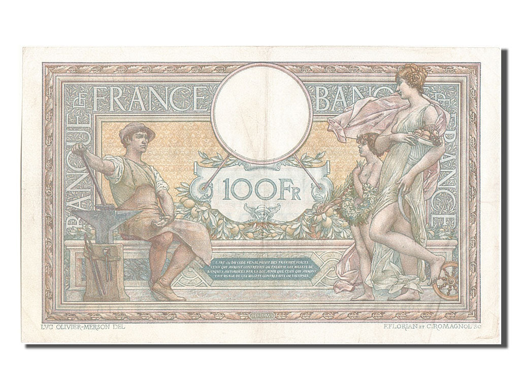 Banknote, France, 100 Francs, 100 F 1908-1939 ''Luc Olivier Merson'', 1921
