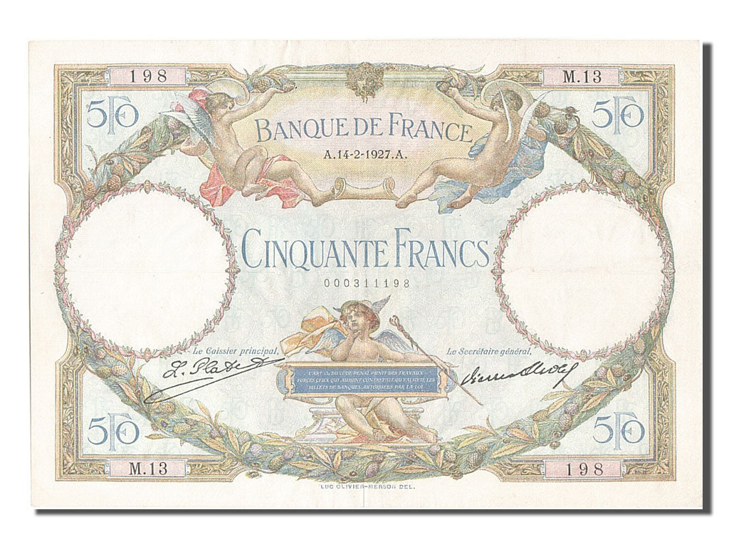 Billete, Francia, 50 Francs, 50 F 1927-1934 ''Luc Olivier Merson'', 1927