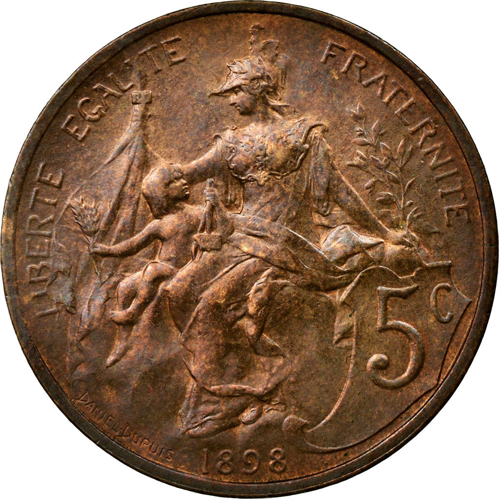 Coin, France, Dupuis, 5 Centimes, 1898, AU(55-58), Bronze, Gadoury:165