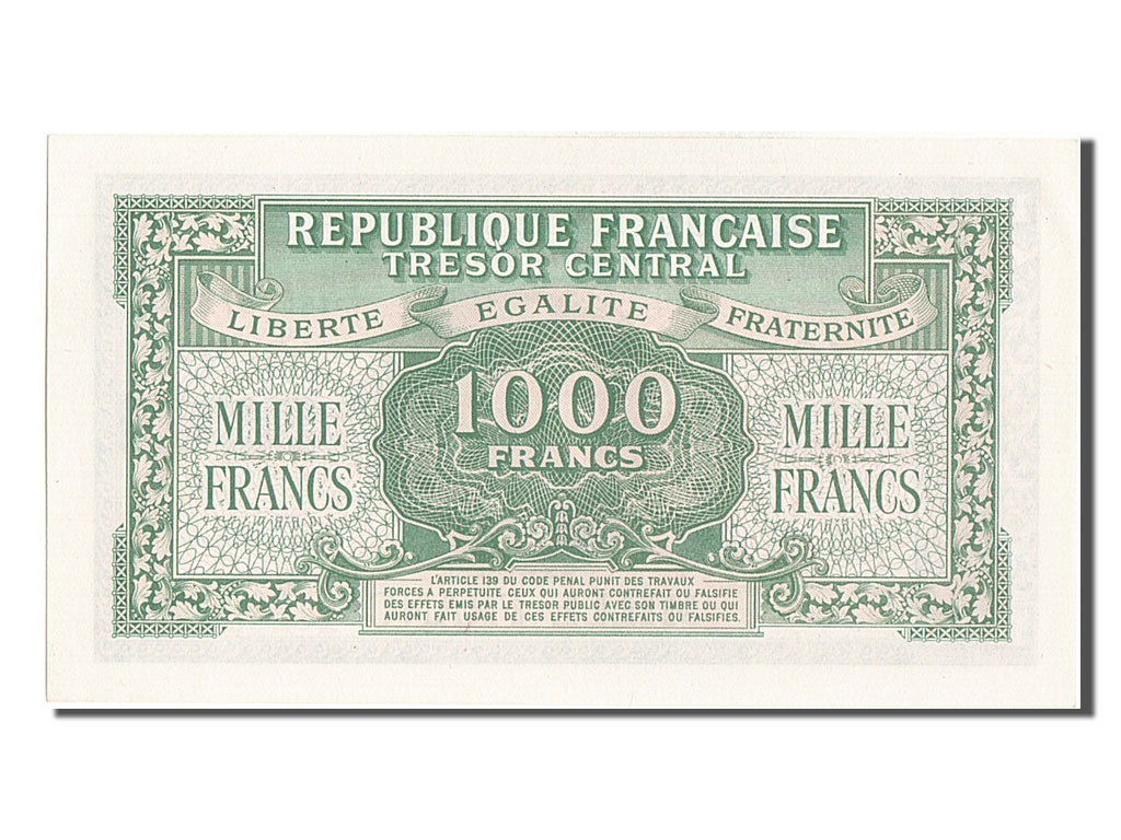 France, 1000 Francs, 1943-1945 Marianne, 1945, KM #107, UNC(65-70), 18D371966,..