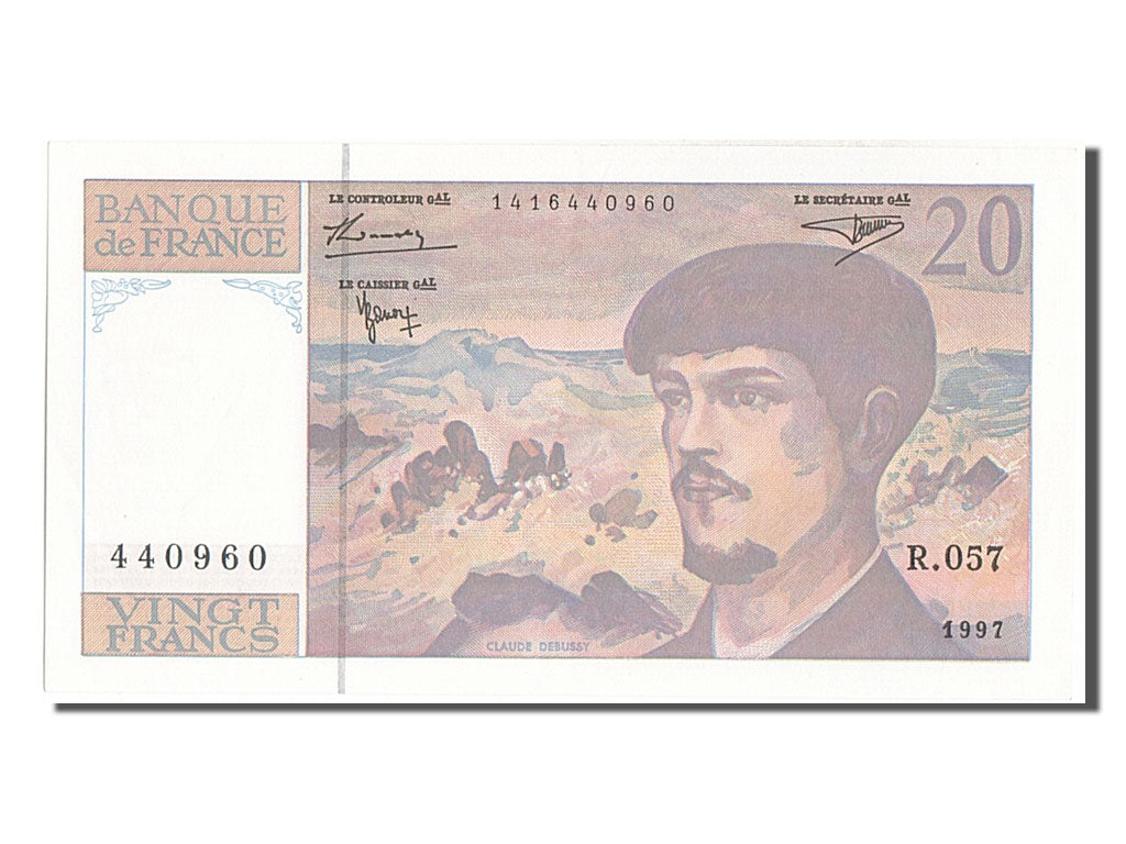 France, 20 Francs, 20 F 1980-1997 ''Debussy'', 1997, KM #151i, UNC(65-70),...
