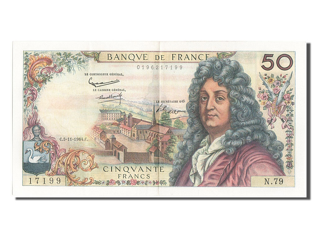 France, 50 Francs, 50 F 1962-1976 ''Racine'', 1964, KM #148a, 1964-11-05,...