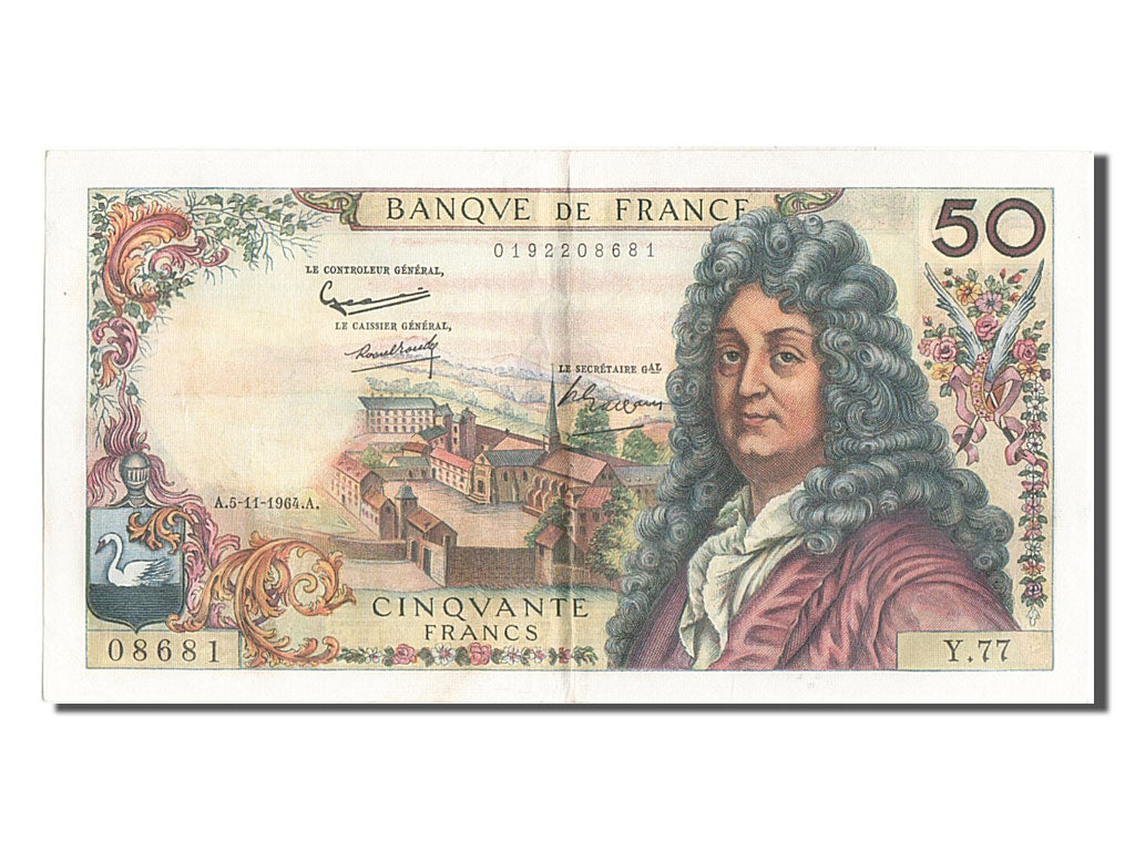 France, 50 Francs, 50 F 1962-1976 ''Racine'', 1964, KM #148a, 1964-11-05,...