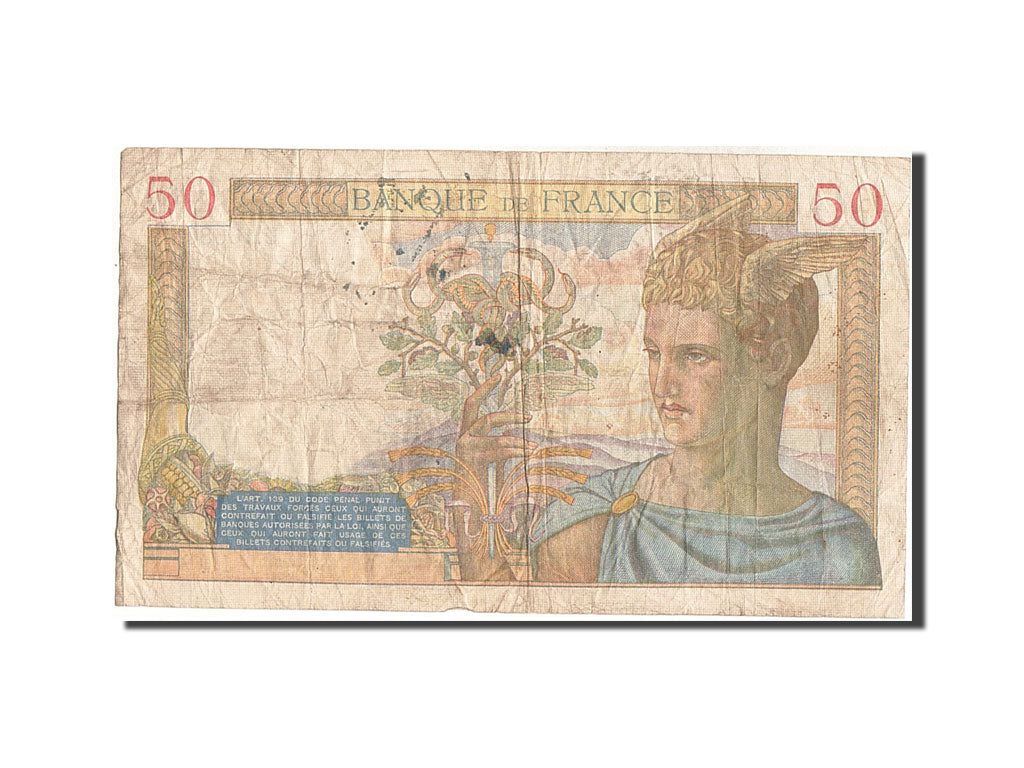 Billete, Francia, 50 Francs, 50 F 1934-1940 ''Cérès'', 1939, 1939-07-13, BC