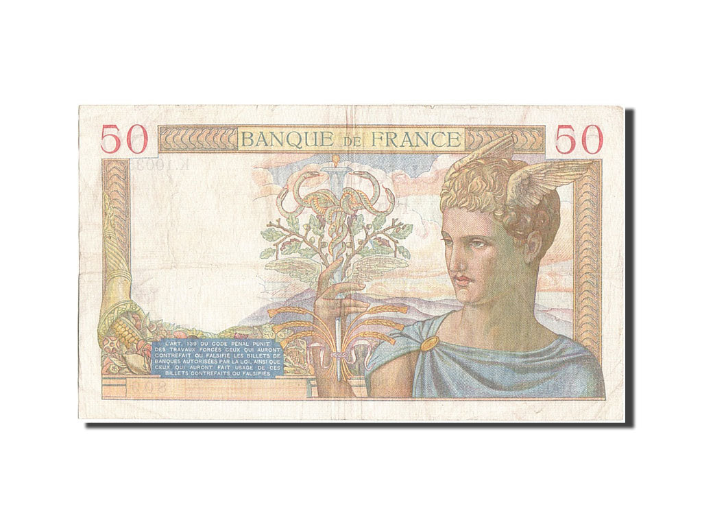 France, 50 Francs, 50 F 1934-1940 ''Cérès'', 1939, KM #85b, 1939-03-30, V...