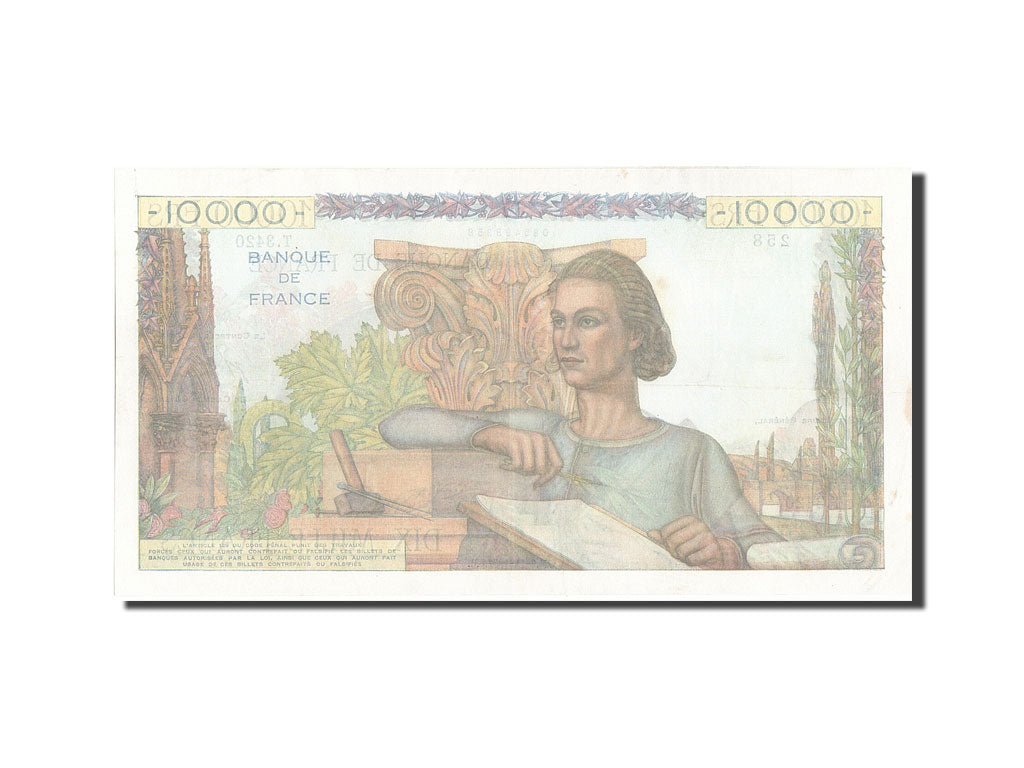 France, 10,000 Francs, 10 000 F 1945-1956 ''Génie Français'', 1952, KM #132d, 19