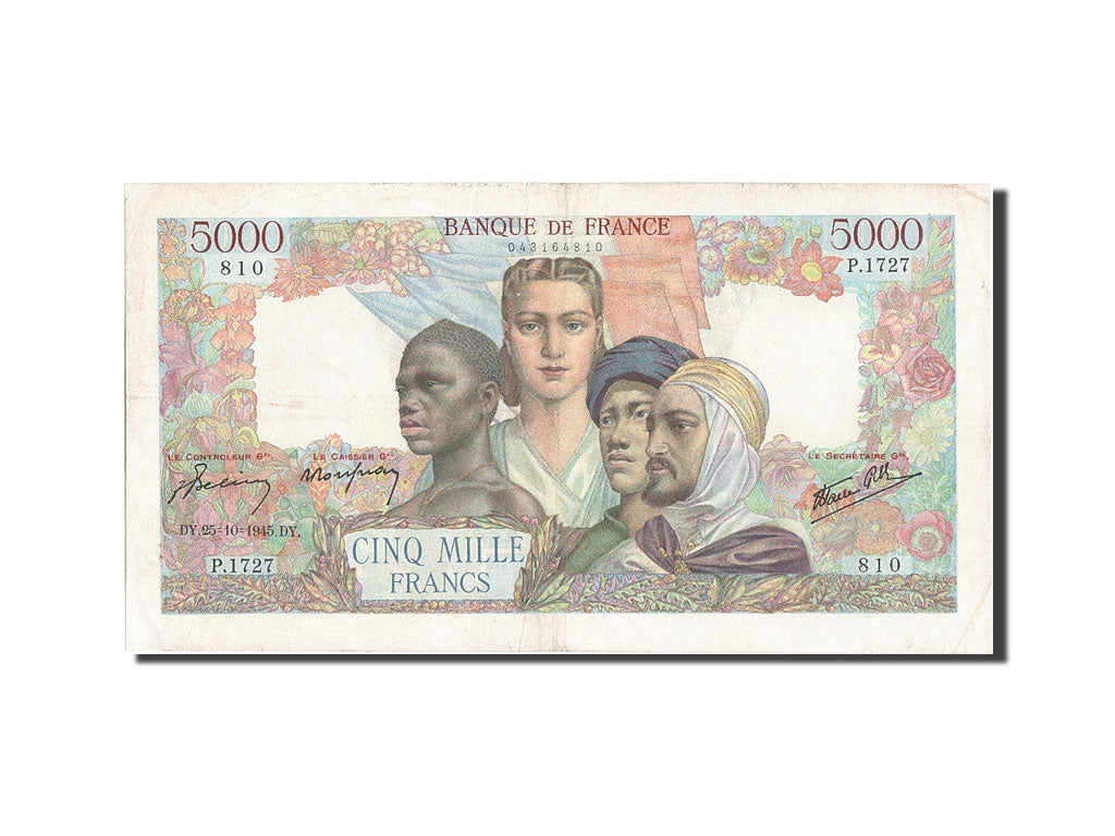 France, 5000 Francs, 5 000 F 1942-1947 ''Empire Français'', 1945, KM #103c, 1...