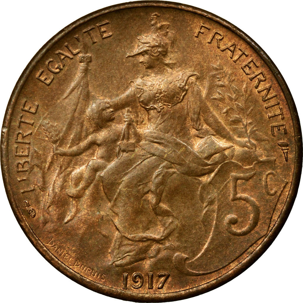 Coin, France, Dupuis, 5 Centimes, 1917, MS(60-62), Bronze, Gadoury:165