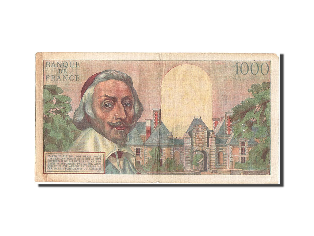 France, 1000 Francs, 1 000 F 1953-1957 ''Richelieu'', 1954, KM #134a,...