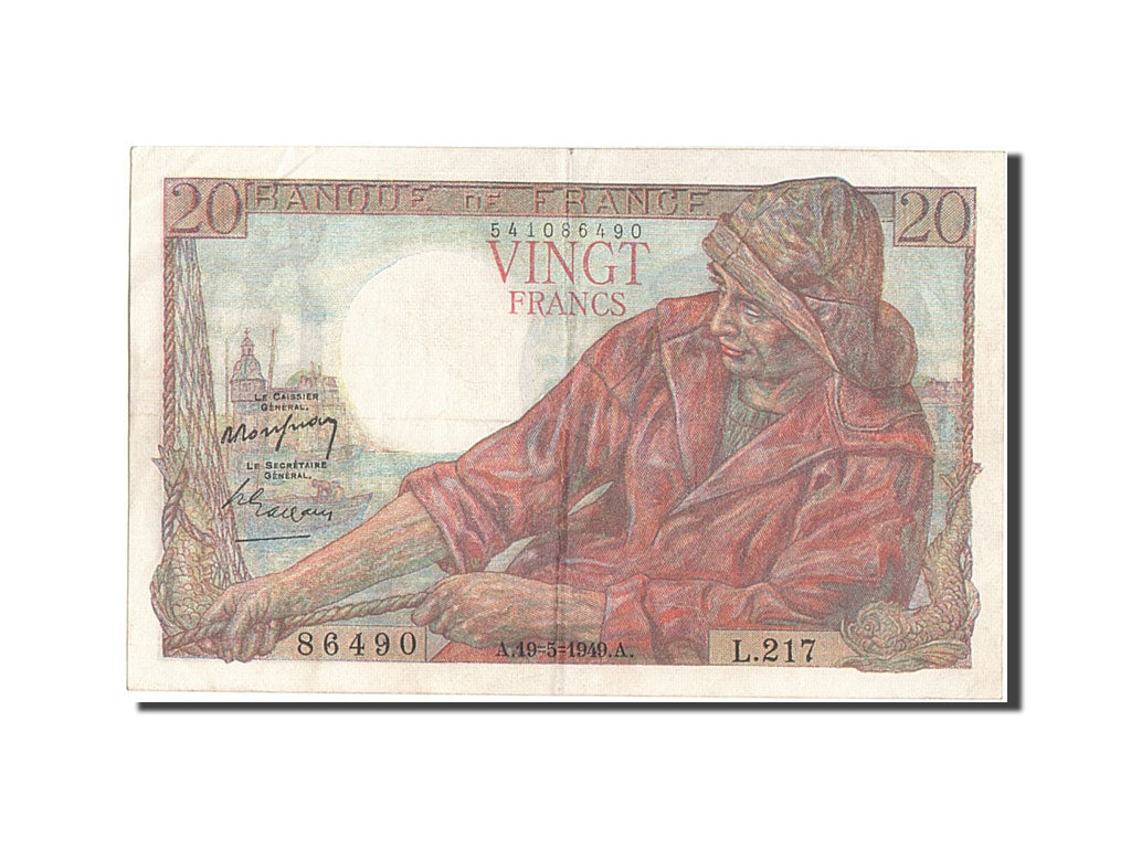 France, 20 Francs, 20 F 1942-1950 ''Pêcheur'', 1949, KM #100c, 1949-05-19, E...