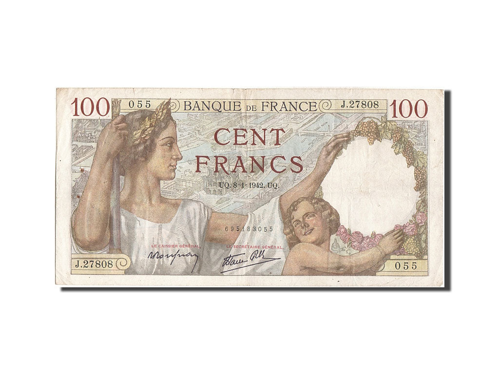 Francia, 100 Francs, 100 F 1939-1942 ''Sully'', 1942, KM:94, 1942-01-08, BB,...