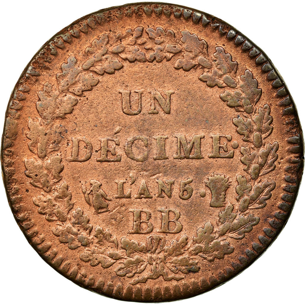 Coin, France, Dupré, Decime, 1797, Strasbourg, F(12-15), Bronze, Gadoury:187