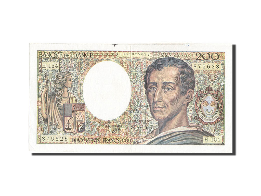 Banknote, France, 200 Francs, 200 F 1981-1994 ''Montesquieu'', 1992, AU(50-53)