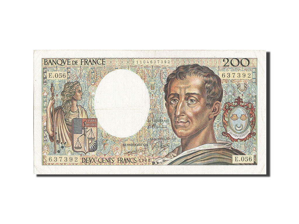 Billet, France, 200 Francs, 200 F 1981-1994 ''Montesquieu'', 1988, TTB+