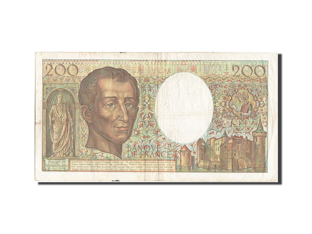 Banknote, France, 200 Francs, 200 F 1981-1994 ''Montesquieu'', 1989, EF(40-45)