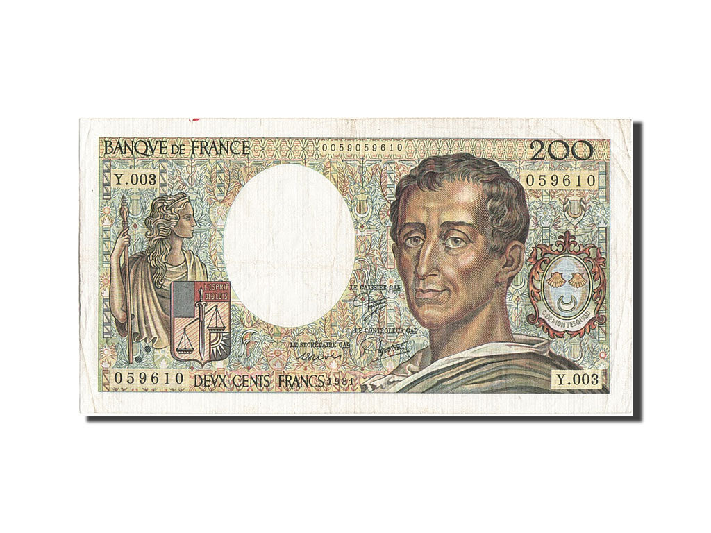 Banknote, France, 200 Francs, 200 F 1981-1994 ''Montesquieu'', 1981, EF(40-45)