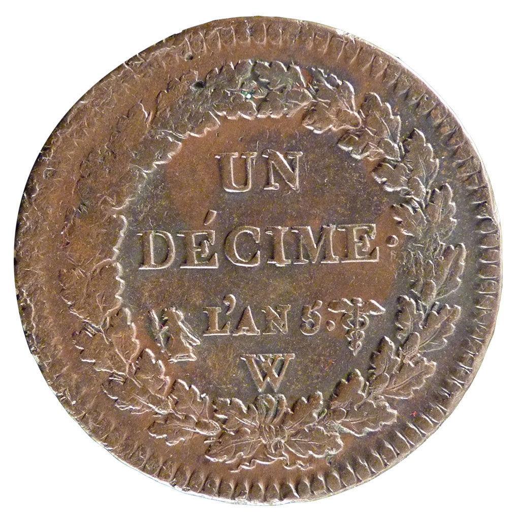 FRANCE, Dupré, Decime, 1797, Lille, KM #644.11, VF(30-35), Bronze, Gadoury #187,