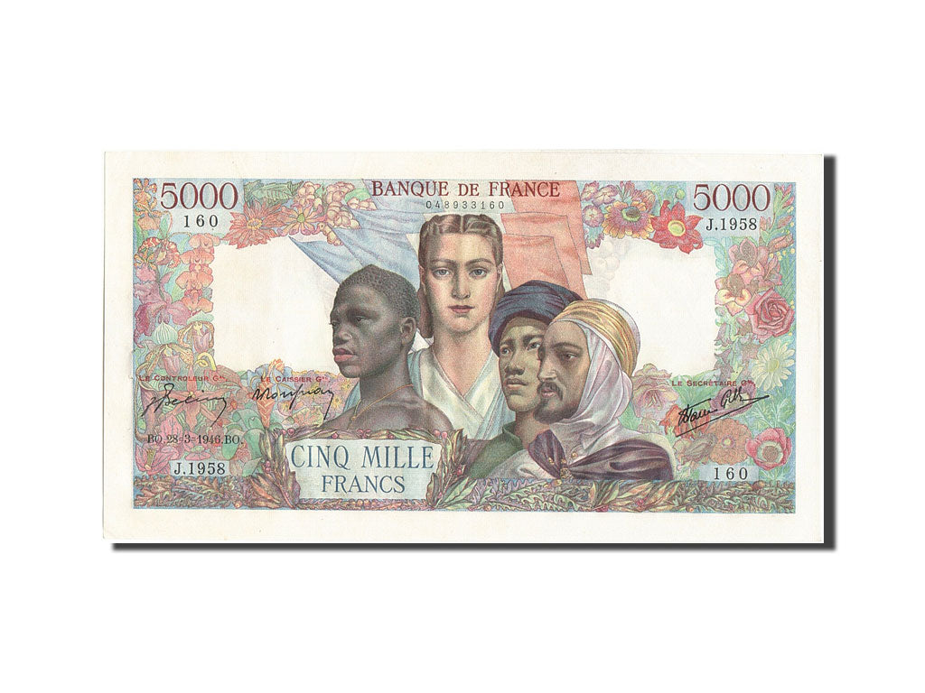 Francia, 5000 Francs, 5 000 F 1942-1947 ''Empire Français'', 1946, KM:103c,...