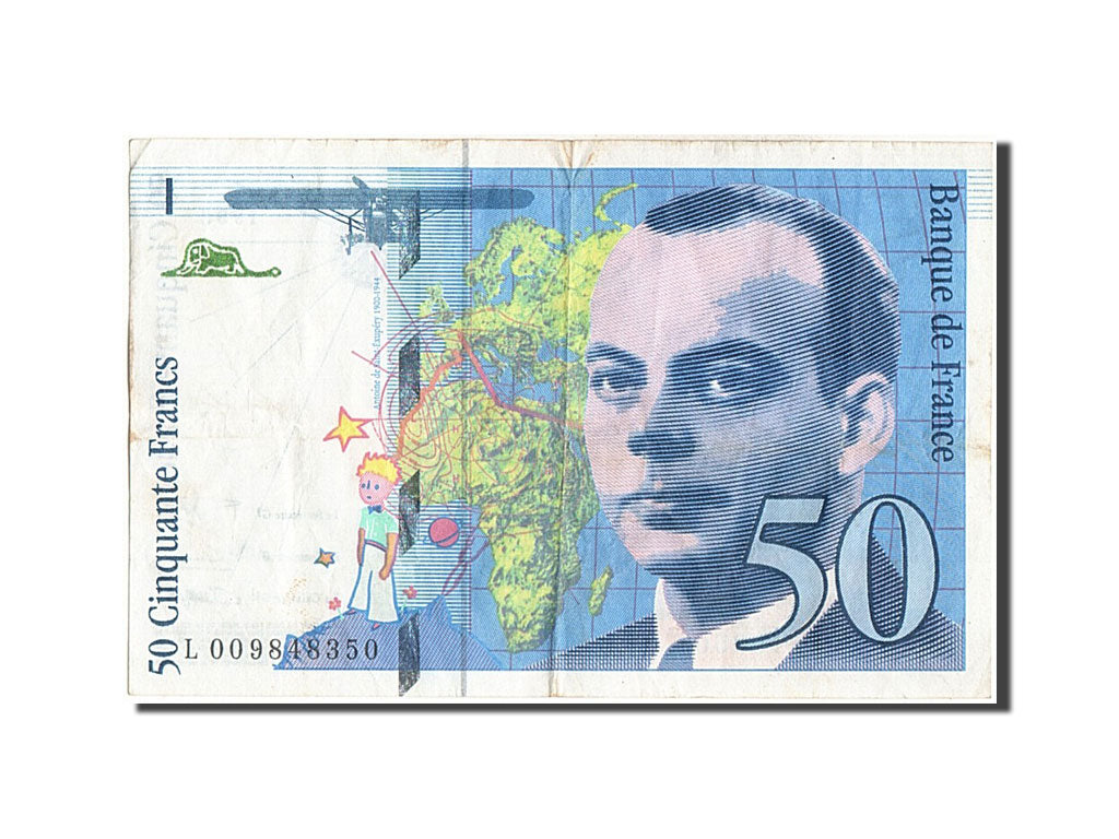 France, 50 Francs, 50 F 1992-1999 ''St Exupéry'', 1993, KM #157b, VF(20-25), L..