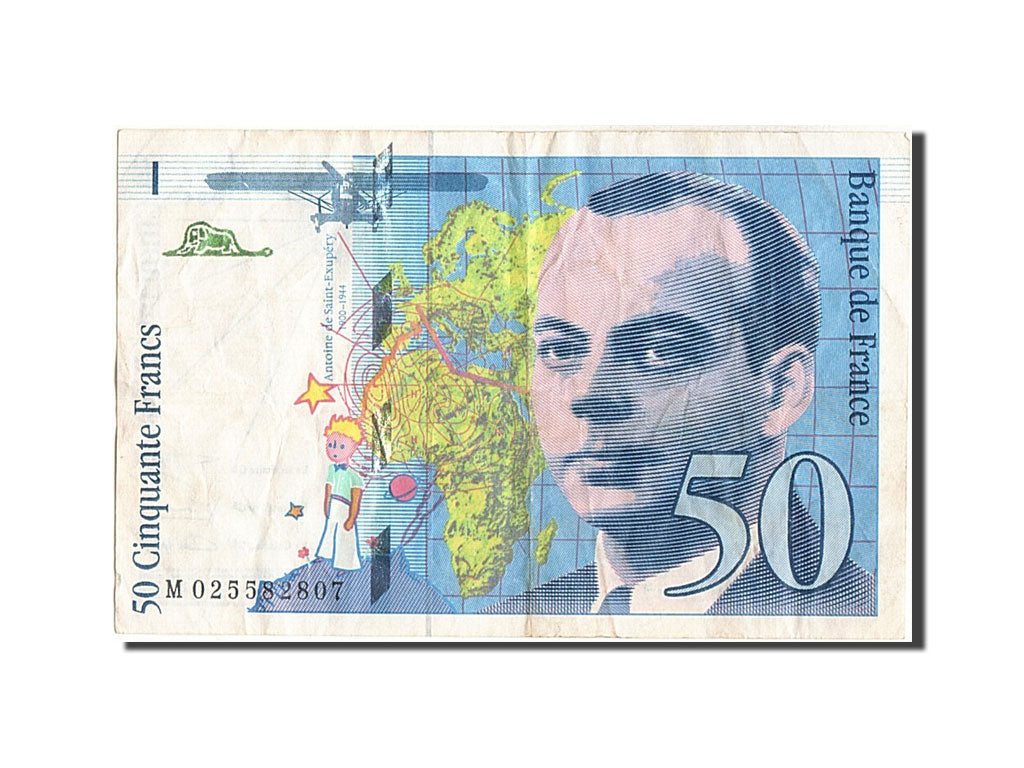 France, 50 Francs, 50 F 1992-1999 ''St Exupéry'', 1994, KM #157Aa, VF(20-25), M.