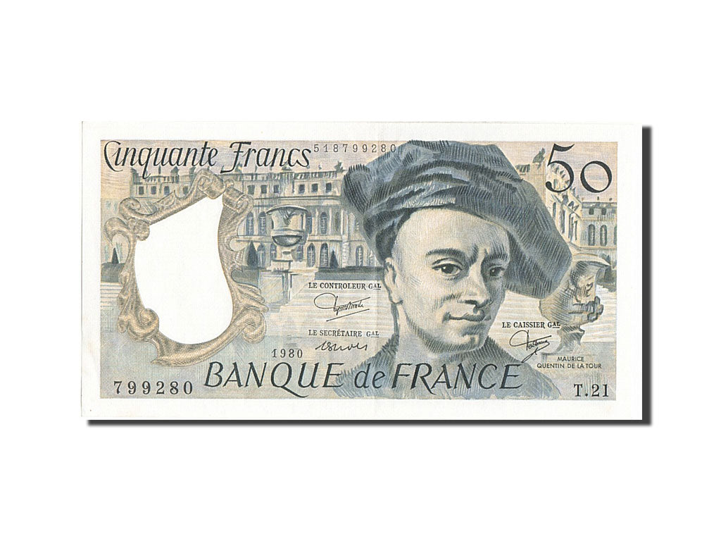Biljet, Frankrijk, 50 Francs, 50 F 1976-1992 ''Quentin de La Tour'', 1980, SPL
