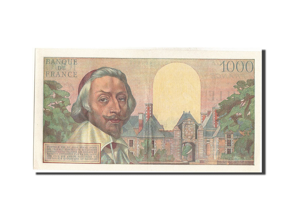 France, 1000 Francs, 1 000 F 1953-1957 ''Richelieu'', 1956, KM #134a,...