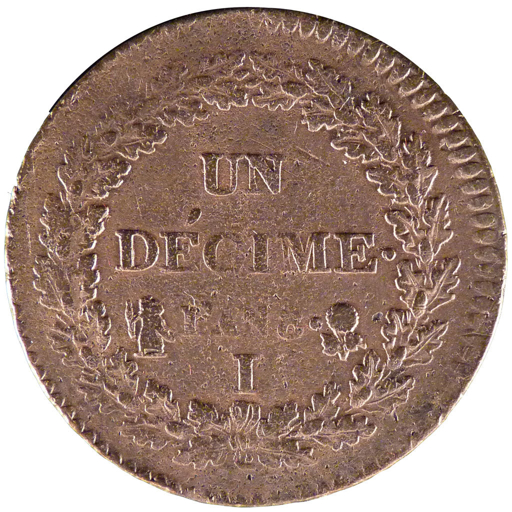 FRANCE, Dupré, Decime, 1800, Limoges, KM #644.7, F(12-15), Bronze, Gadoury #187a