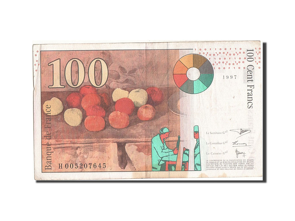 Banknote, France, 100 Francs, 100 F 1997-1998 ''Cézanne'', 1997, EF(40-45)